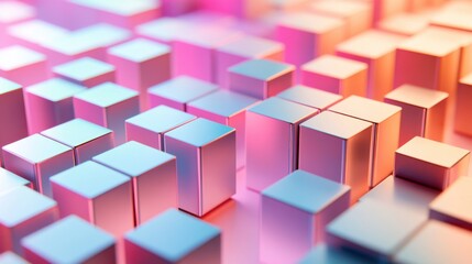 Obraz premium Conceptual image of equity symbolized by a symmetrical array of evenly spaced, gradient-colored rectangles forming a balanced grid in a simple setting, Photo of