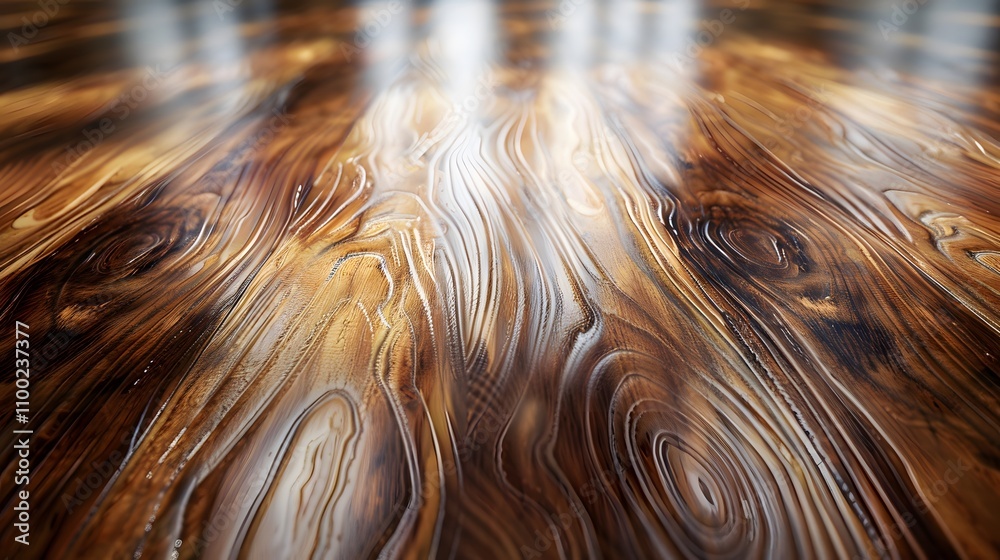 Poster exquisite close-up view of polished wooden surface showcasing natural grain patterns and rich textur