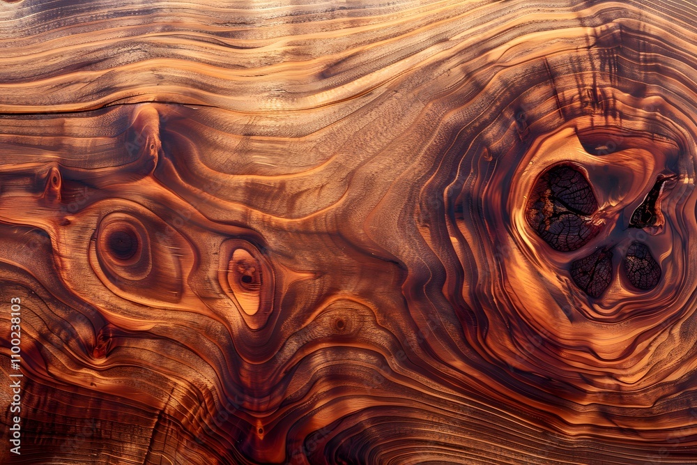 Poster elegant close-up of richly textured natural wood grain with unique swirls and patterns showcasing or