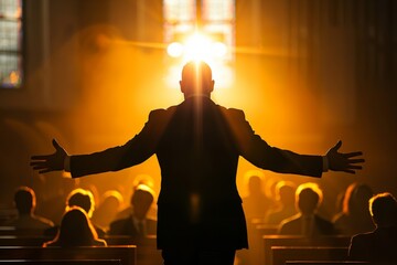 Inspiring Preacher Delivering a Powerful Message in a Serene Setting
