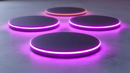 Abstract 3D Render Purple Neon Platforms