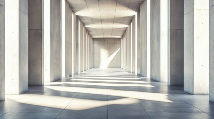 Obraz premium Conceptual portrayal of fairness with a series of evenly distributed, translucent beams of light creating a balanced, symmetrical pattern in a minimalist space