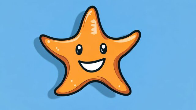 Smiling cartoon starfish illustration against a bright blue background