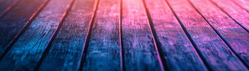Fototapeta premium Colorful wooden plank surface abstract background digital art modern aesthetics low angle view vibrant design concepts