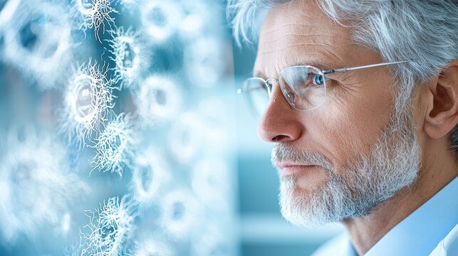 A doctor examining an X ray image on a lightbox, diagnosing medical conditions.