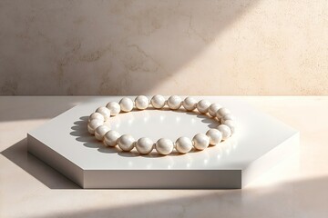 Pearl Necklace on Hexagonal Display Platform