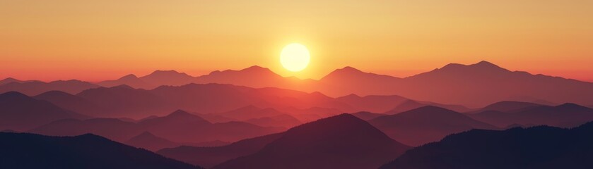 Obraz premium Breathtaking sunrise over mountain range nature landscape photography tranquil environment panoramic view serenity concept