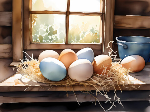 Chicken Eggs Easter Coop Farm House Rustic Rustic 