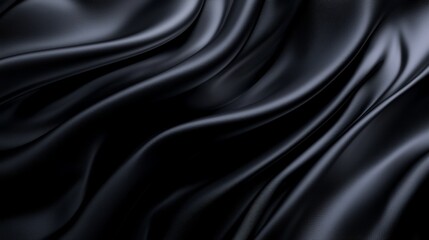 Obraz premium Elegant black silk fabric flow textile store image capture soft texture close-up artistry in motion