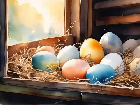Chicken Eggs Easter Coop Farm House Rustic Rustic 