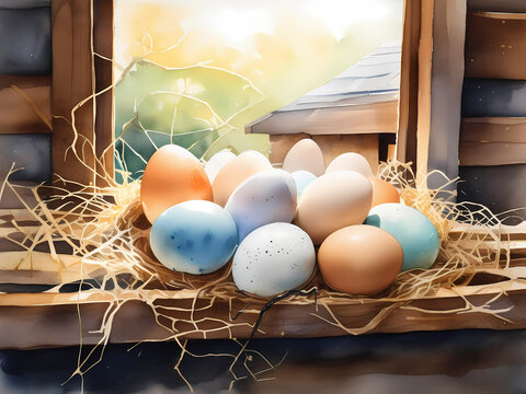 Chicken Eggs Easter Coop Farm House Rustic Rustic 