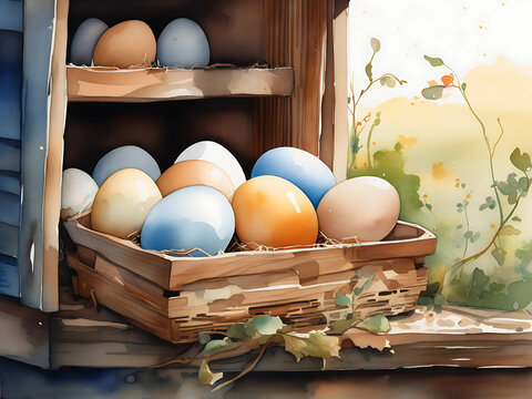 Chicken Eggs Easter Coop Farm House Rustic Rustic 
