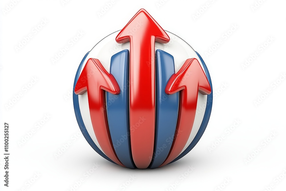 Leinwandbilder A simple 2D illustration of a globe with its axis tilted, arrows showing rotation, placed on a clean white background