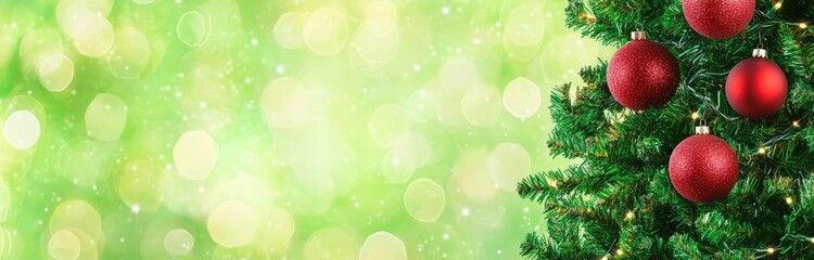 Obraz premium abstract green and yellow bokeh lights on holiday background