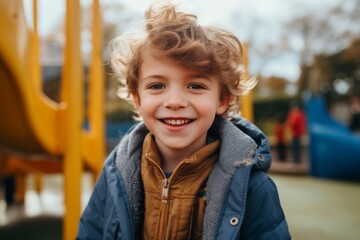 Smiling portrait of a boy in playground