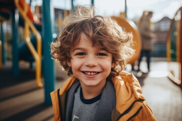 Smiling portrait of a boy in playground