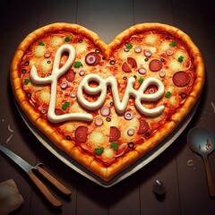  giant heart-shaped pizza