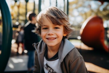 Smiling portrait of a boy in playground