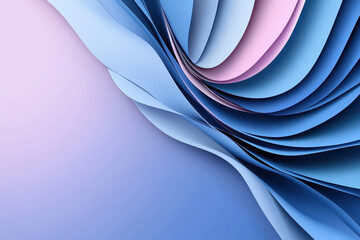 Fototapeta premium Soft blue and pink waves create serene, abstract background with fluid gradients. gentle curves evoke sense of calm and tranquility, perfect for various design applications