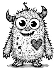  Cute Monster with Heart and Horns