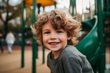 Smiling portrait of a boy in playground