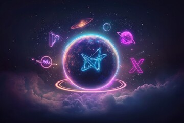 Obraz premium Cosmic exploration event digital universe graphic art abstract space futuristic view interstellar concepts for seo impact