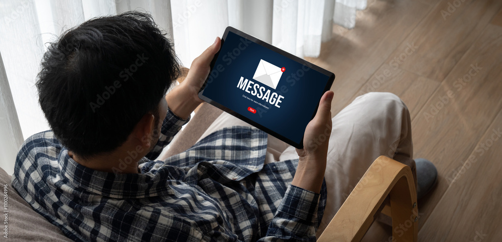 Aufkleber email notification message showing on computer screen snugly. digital marketing message information 