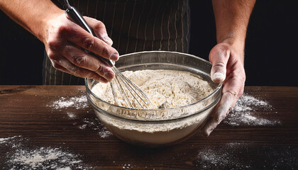 Fototapeta premium person kneading dough on table