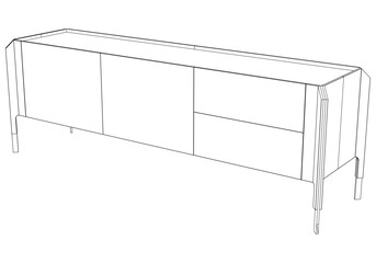 Buffet and Cabinet Outline Design for Home Decoration, Coloring Pages, and Design Projects. Modern Line Art Style