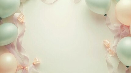 Fototapeta premium frame with balloons, pastel colors generative ai