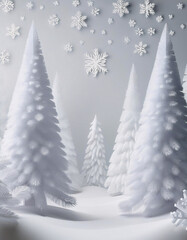 Obraz premium Snow-covered trees and intricate snowflakes create a serene winter wonderland Generative AI