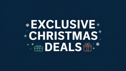 Fototapeta premium Minimalist Christmas Deals Banner with Gift and Snowflake Illustrations
