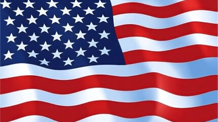 Obraz premium Close-up of an American flag, waving in the wind. Red, white, and blue.