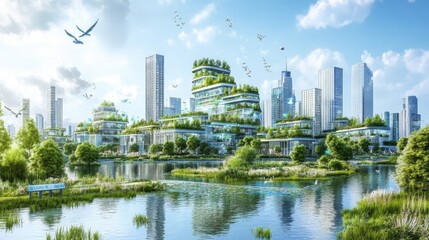 Fototapeta premium Depict Smart City Planners integrating technology for sustainable urban living.