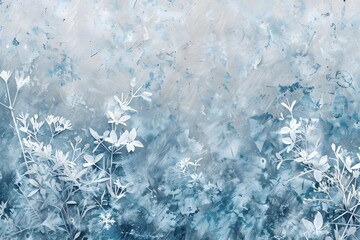 Fototapeta premium Frosty winter scene featuring icy blue gradients and delicate snow textures