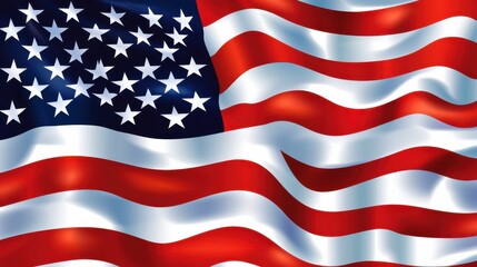 Obraz premium Close-up of a waving American flag, vibrant red and white stripes, and blue canton with stars.