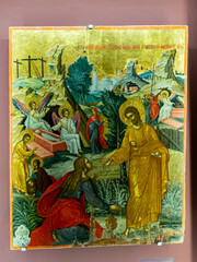 Fototapeta premium Noli me Tangere (1585) Orthodox icon at Ecclesiastical Museum Agia Ekaterini, Crete, Greece