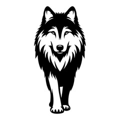 Majestic wolf standing proudly monochrome graphic illustration