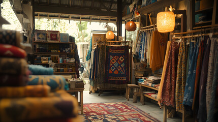 Bohemian Textile Shop: Colorful Fabrics, Rugs, and Home Decor