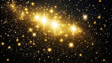 Fototapeta premium Golden celestial wonder. ✨ A breathtaking view of a galaxy filled with bright, golden stars against a dark backdrop.