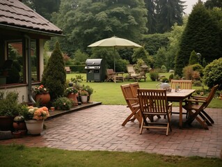 Obraz premium Relaxing Morning in a Garden Mansion