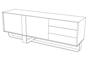 Line Art Modern Sideboard Buffet Cabinet Design. Versatile Illustration for Interior Decor and Creative Projects