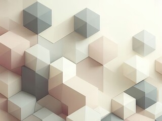 Obraz premium Geometric abstract background with pastel-colored cubes and hexagons arranged in a pattern of interconnected shapes