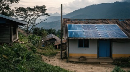 Fototapeta premium Promotion of community-based renewable energy projects, Reflecting energy independence, photography style