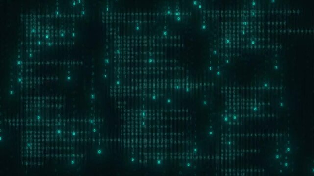 Binary code digital, glitched effect, computer hack concept system. Error signal loop, Cyber security code binary background animation