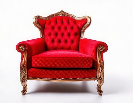 recommend clip art: Red old Throne Chair Isolated on white. Generated image