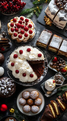 Fototapeta premium Festive Cakes and Desserts: Christmas Holiday Treats