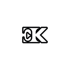 Obraz premium Alphabet Initials logo EK, KE, K and E