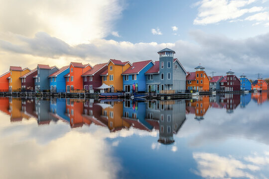View of Reitdiephaven, the Netherlands