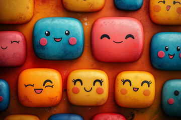 Obraz premium Brush Painting Depicting Various Emotions: Expressive Strokes And Vibrant Colors Showcasing A Range Of Feelings Through Artistic Abstraction